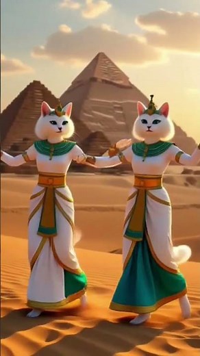 Royal Egyptian Dance by Two Elegant Cats | Pyramid Sunset Performance #disney #catvideos #catdance