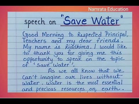 Speech on Save Water in English / Save Water speech for students