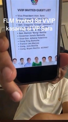 FLM Invited Sa VVIP kasama si VP Sara
