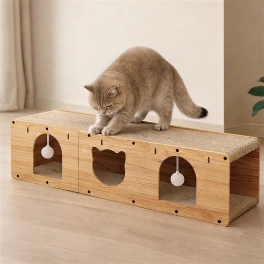 Extra Large Scratcher Lounge 100cm – Modern Wooden Cat House - Etsy