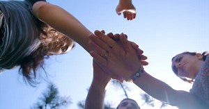 Children Put Their Hands Together Friendship