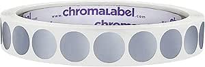 ChromaLabel 1/2 Inch Round Colored Stickers, Permanent Sticky Dots Ideal Office Labels & Stickers - 1000 Circle Labels Per Roll, Metallic Silver Sticker