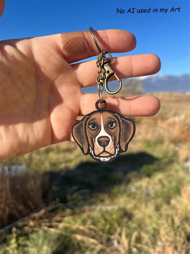 German Shorthair Pointer Dog Wood Animal Keychain: Gift for Zookeepers, Teacher, Vet Tech, Veterinarians Cute Non AI Animal Art - Etsy