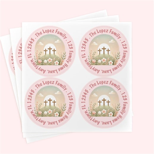 Personalized Family Return Address Labels Stickers | Pink Easter Address Sticker - Etsy