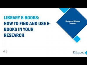 Library eBooks: How to find and use eBooks in your research