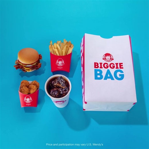126K views · 99 reactions | This one is a biggie...bag. Get a Bacon Double Stack, 4 piece nuggets, small fry and drink in the new Biggie Bag for just $5. | Wendy's | Facebook