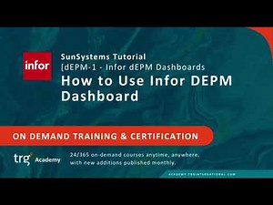 how to use Infor EPM Dashboard