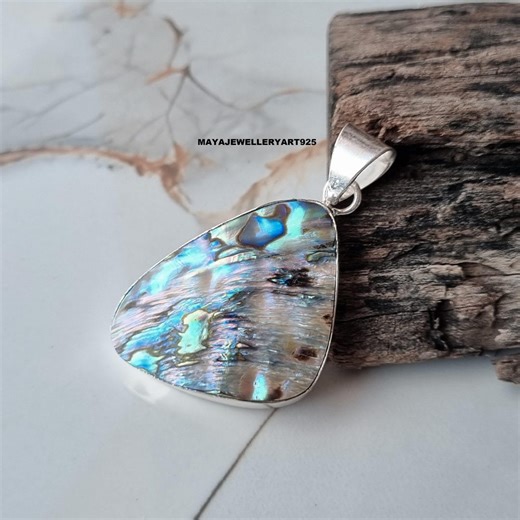 Abalone Shell Pendant, Handmade Sterling Silver Gemstone Jewelry - Etsy