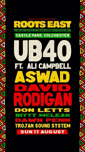 Colchester Castle Summer Series | Roots East presents a one-day festival of reggae music! ❤️ Headlining the festival is the legendary UB40 ft. Ali Campbell, whose career... | Instagram