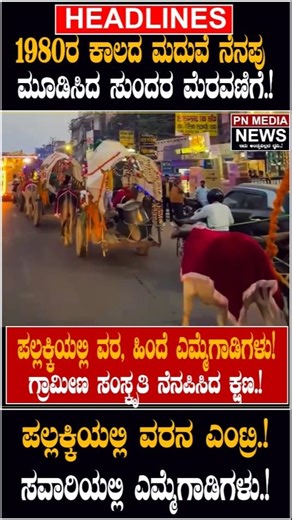 A beautiful procession reminiscent of a 1980s wedding! The groom's entry in a palanquin!