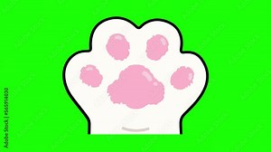cute animated footage of cat paws, with green screen background.