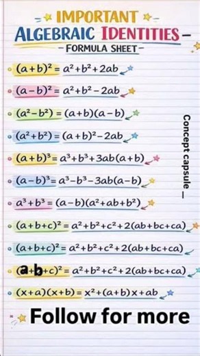 🔥 Algebraic Equations & Identities Formula | Class 9/10 Maths | Complete Revision | Exam Preparation