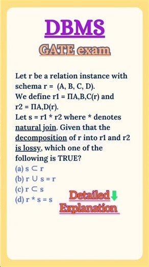 Can you solve this GATE question? #databaseconcepts #dbms #joins