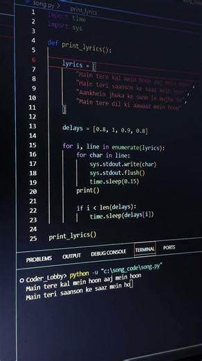 Python script run kiya aur lyrics khud likhne lage 🤯 #coding #trending