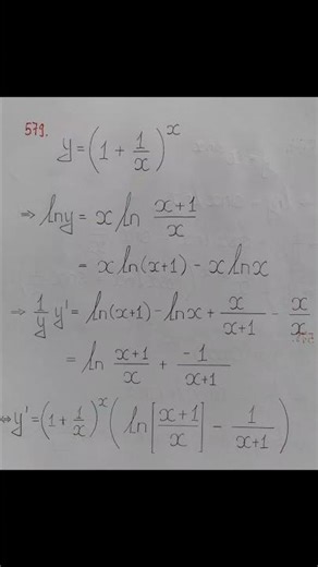 Demidovich 579 - Chương 2: ĐẠO HÀM 1 BIẾN (DERIVATIVE) - 4/ Logarithmic Derivative