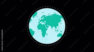 globe spinning animation with ALPHA channel. 2d flat cartoon style. abstract planet Earth's orbit. animated template for design and explainer video