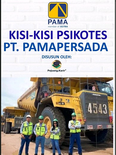 yang mau KISI-KISI PAMAPERSADA NUSANTARA Lengkap & up to date KLIK LINK DI BIO 👉 #pamapersadanusantara #pama #pamapersadanusatara #pamapersada #duniatambang