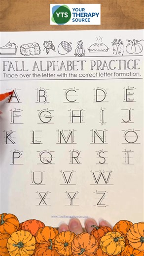 🍂✏️ Free Fall Handwriting Practice! 🍎 Practice capital & lowercase letters with fun fall themes directional arrows to guide little learners. Perfect for teachers, OTs, PTs, and parents this season! 🦃🍁 👉 Download your free printable today! https://www.yourtherapysource.com/blog1/2025/09/24/fall-printable-activities-for-preschoolers/ #FallLearning #HandwritingPractice #FreePrintable #OTresources #EarlyLearning | Your Therapy Source