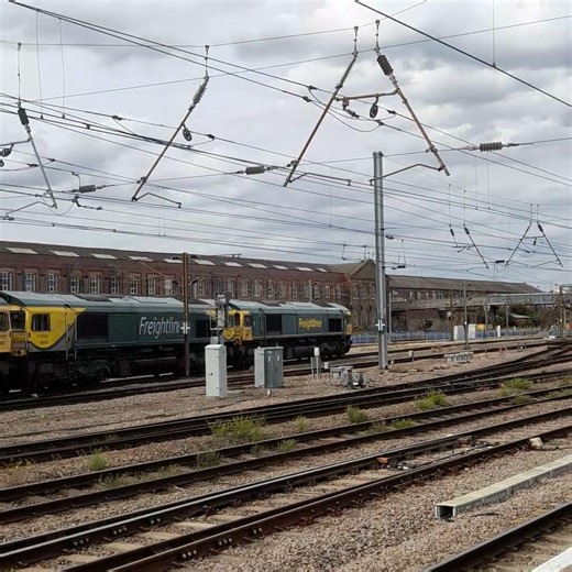 FL Class 66 Triple light locos departing Doncaster with a Loud Mega 4-Tone