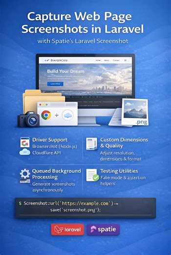 Muhammad Umer Shahzad | 📸 Capture Web Page Screenshots in Laravel — the smart way. With Spatie’s Laravel Screenshot package, you can generate high-quality... | Instagram