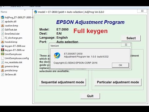 RESET EPSON ET-2600, ET-2650, ET2600, ET2650 Adjustment Program Adjprog Keygen Waste Ink Pad Counter
