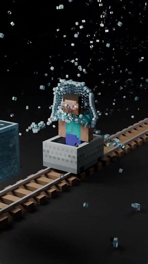 Steve on Rails! | Smashing 9,000 Glass Cubes | Satisfying Minecraft Animation