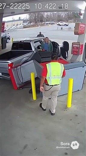 She Forgot the Gas Nozzle… Then Drove Off 😳🚔 #instantkarma #funny #automobile #roadrage #police