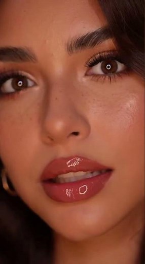 4K beauty close up with full glossy lips pretty women