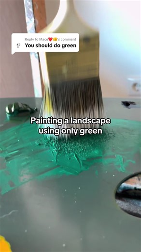 Pintando un paisaje verde al estilo de Bob Ross