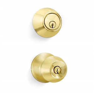 Premier Lock® Solid Brass Entry Lock Set Door Knob & Deadbolt Keyed Alike SC1 Keyway. 6 Total Keys, Keyed Alike