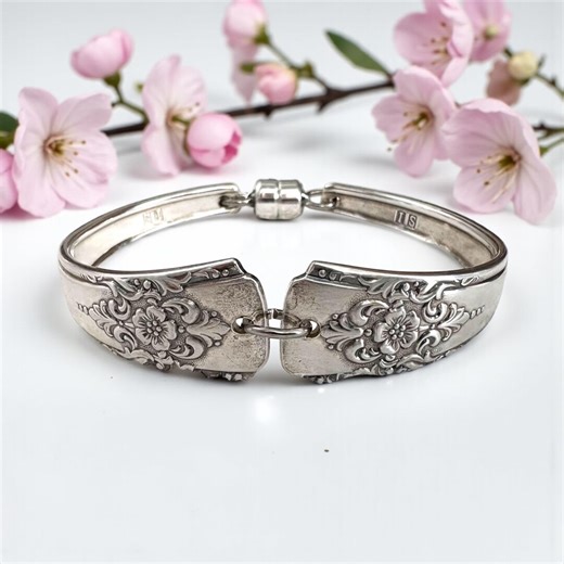 Mountain Rose Spoon Bracelet: Handmade Silverplated Vintage Jewelry - Etsy