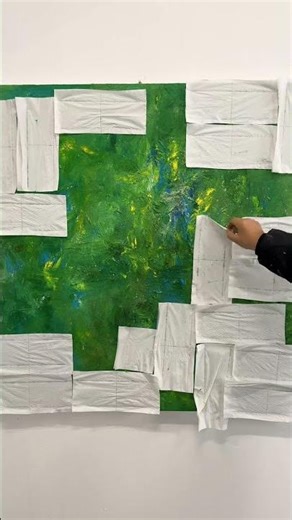 The subtle texture behind the spring-colored paper. Oil Painting of Spring Scenery#Show of