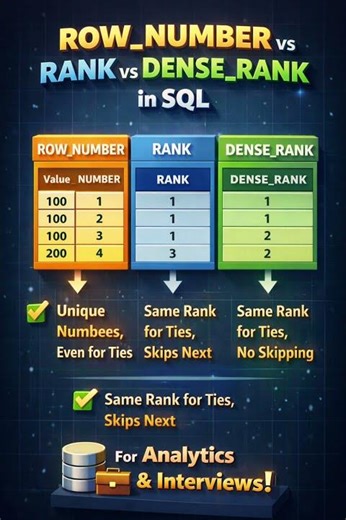 ROW_NUMBER vs RANK vs DENSE_RANK in SQL