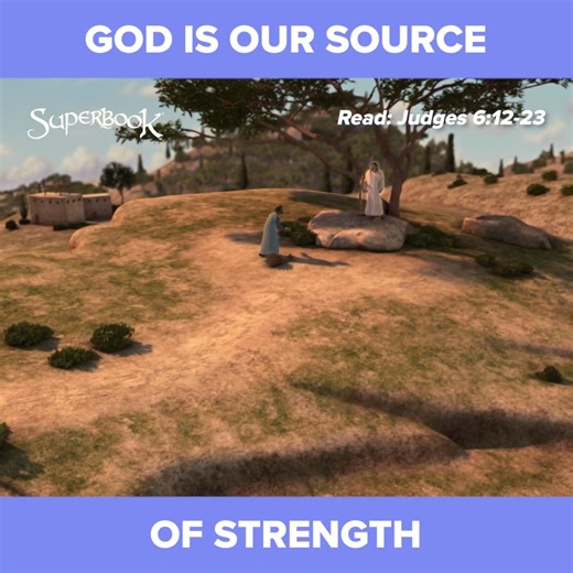 God sent an angel to assure Gideon that God will be with Him as He obeys. 🙌✨🥹 Our obedience unlocks God’s strength, sustaining us in the calling He has placed on us. 🤍 . . . . . SUPERBOOK Bringing Bible Stories and Jesus' love to kids everywhere Series App Academy Outreach | Superbook