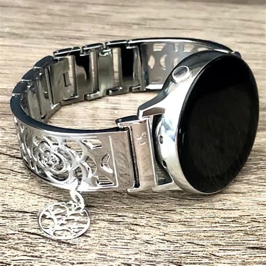 Silver Galaxy Watch Band Floral Metal Charm Bracelet - Etsy