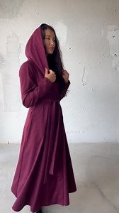 Burgundy Wizard Cloak, Long Hooded Cape Cloak, Wool Witch Cloak, Maxi Victorian Coat, Cyberpunk Long Cape, Plus Size Cosplay Cloak - Etsy