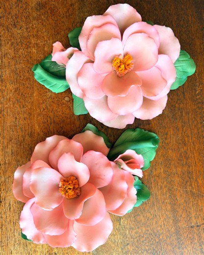 Vintage Capodimonte Pale Pink Roses Made In Italy