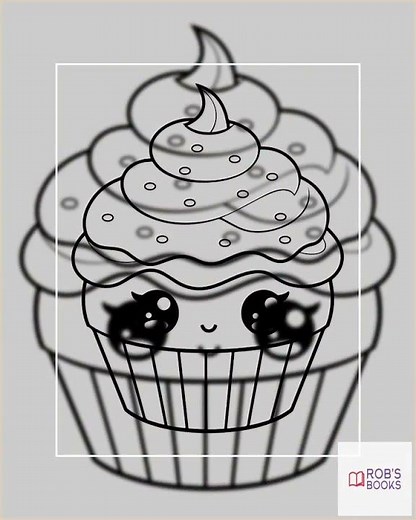 Cute Kawaii Cupcake Coloring Pages For Kids 3
