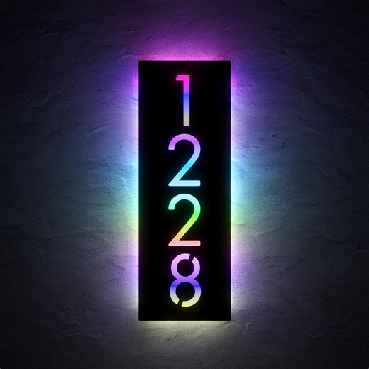 Custom LED Address Sign, Illuminated House Numbers, Modern Outdoor Plaque - Etsy Australia