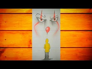 Scary Halloween Drawing 🎈 | Pennywise & the Red Balloon Horror Art