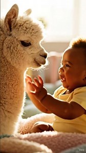 Baby Meets Fluffy Alpaca 🥺✨ Cutest Moment Ever!