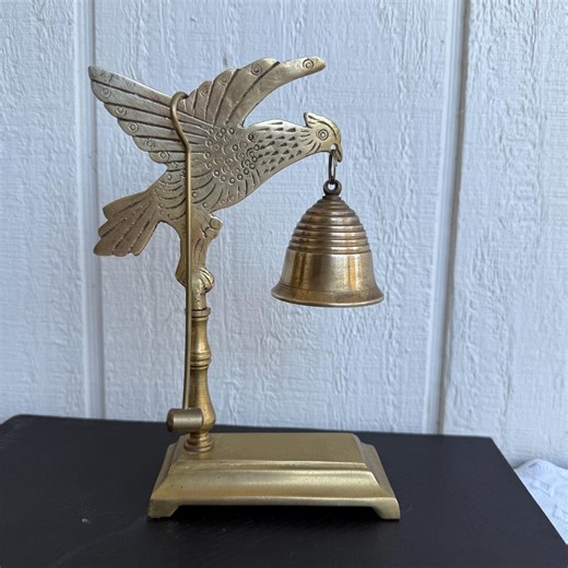 Vintage Brass Eagle Bell | Americana Mantel Decor With Mallet - Etsy
