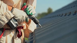 Roofer Screws Screwdriver Into Black Metal Stock Footage Video (100% Royalty-free) 3449449145 | Shutterstock