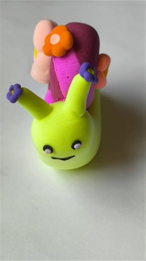 Neon Snail with a Flower Shell 🐌✨ | Air Dry Clay DIY #diy