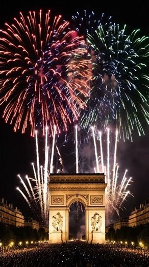 Multi-Colored Fireworks Light Up Champs-Élysées Skyline 2026 | Nebula Shots