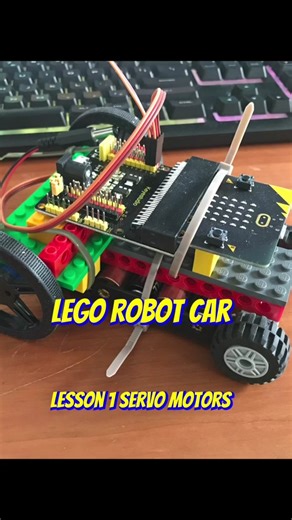 New course lego robot car with microbit lesson 1 students learning to control servo motors with microbit and makecode #microbit #legorobot #robotics #stem #learntocode #coding #codingforkids #girlscode #montessori