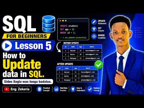 SQL Course Lesson 5 | How to Update Data in SQL | Sidee Xogta Wax Looga Badalaa SQL