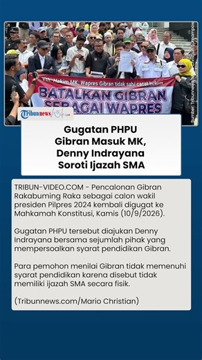 Denny Indrayana Gugat Gibran ke MK! Cawapres 2024 Dinilai Tak Penuhi Syarat Ijazah