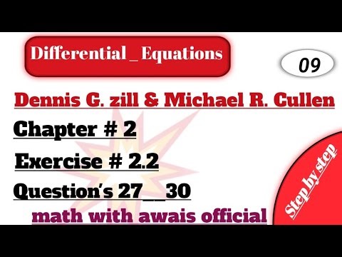 Differential Equations | Zill & Cullen Chapter 2 Exercise 2.2 Questions 27–30 | Step by Step Sol.