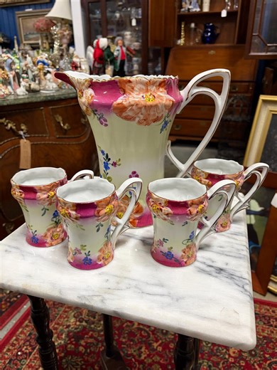 Stunning Limoges Hand Painted Pitcher and 4 Handled Cups/mugs Set With Floral Design - Etsy